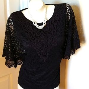 Lauren Michelle Black Lace Blouse